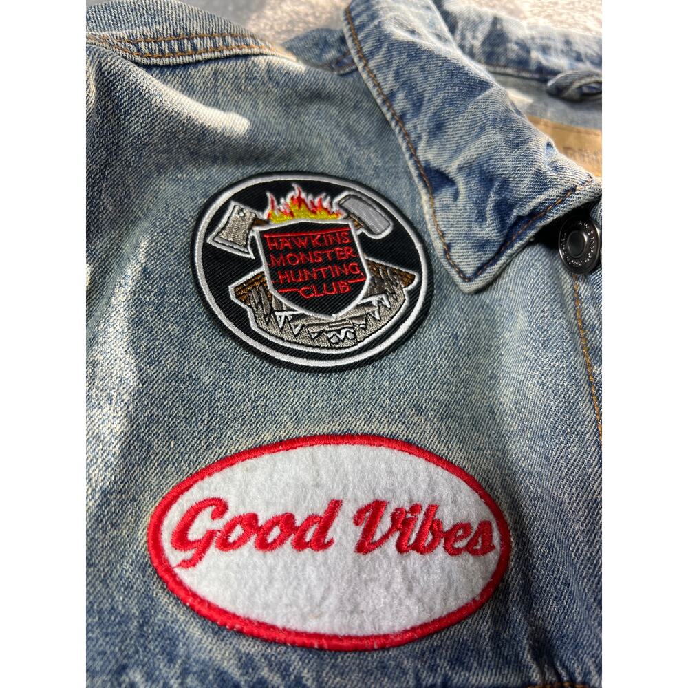 Custom Patch Denim Jacket Mens Medium Jurassic Pa… - image 5